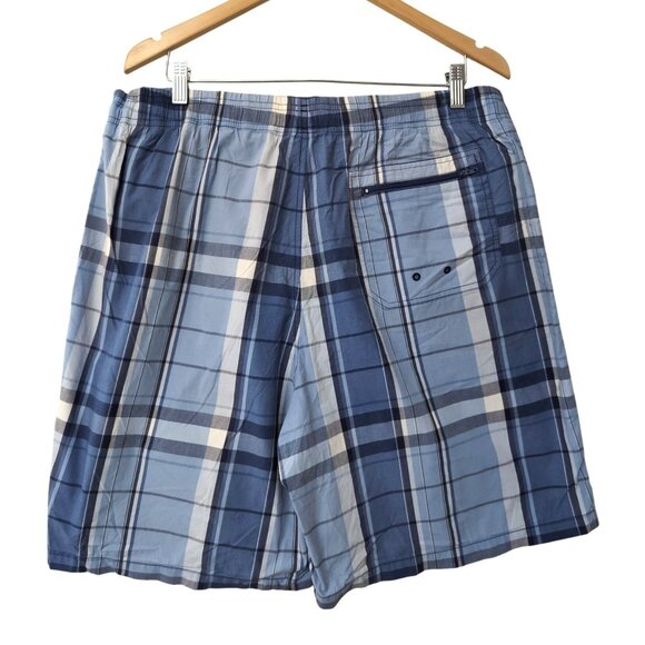Jos A Bank Swim Shorts Trunks Mens XL Blue Plaid Lined Beach Pool Vacation - Picture 2 of 10